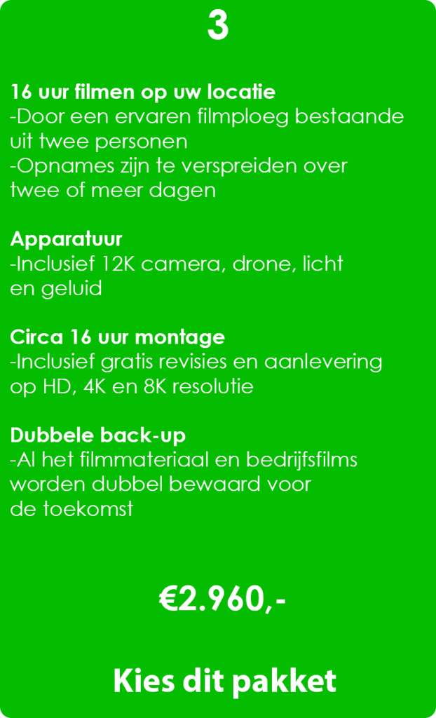 Een bedrijfsfilm op de hoogste kwaliteit voor een scherpe prijs. Uw bedrijfsvideo wordt door professionals op hoge kwaliteit gefilmd en gemonteerd.